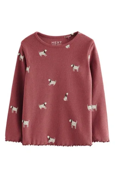 Next Kids' Dalmatian Print Long Sleeve Cotton Rib Top In Red