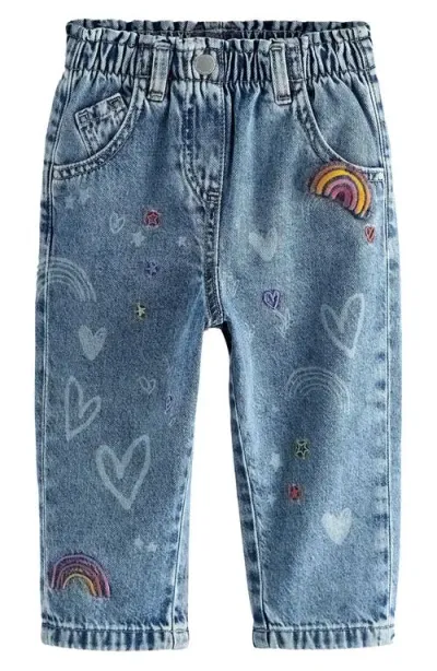 Next Kids' Hearts & Rainbows Jeans In Blue