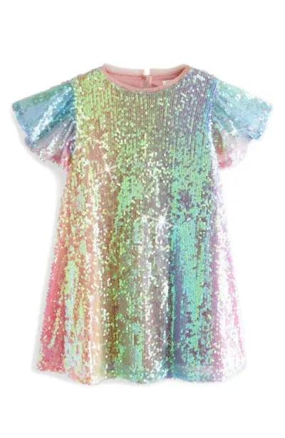 Next Kids' Rainbow Sequin Party Dress In Blue