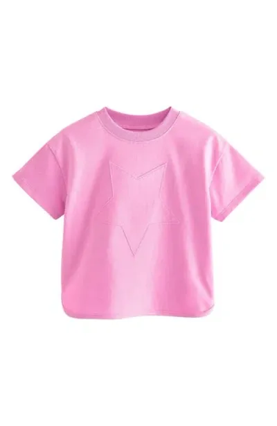 Next Kids' Star Appliqué Cotton Blend T-shirt In Pink