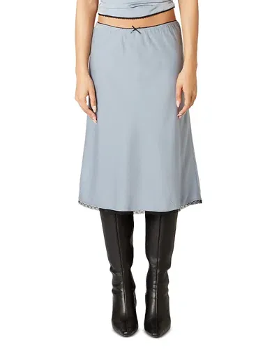 Nia Quinn Slim Fit Slip Skirt In Slate Blue