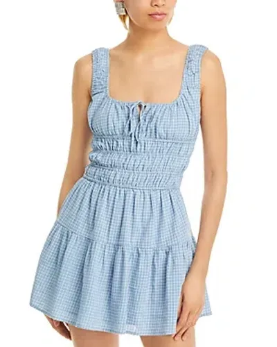 Nia Salt Square Neck Babydoll Dress In Blue