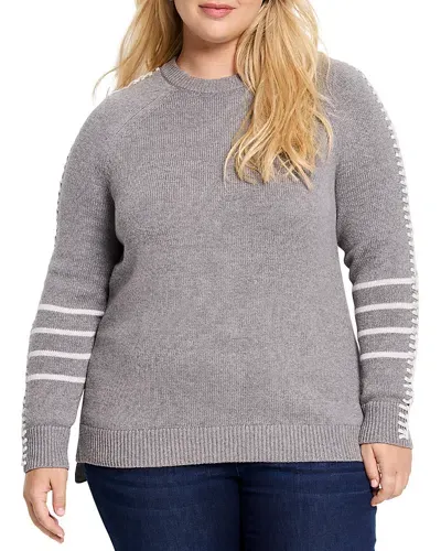 Nic+zoe Plus Dashing Down Sweater In Grey Multi