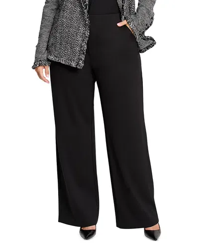 Nic+zoe Plus Ponte Wide Leg Pants In Black Onyx