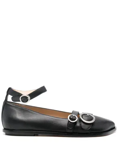 Niccolò Pasqualetti Obliqua Ballerina Shoes In Black