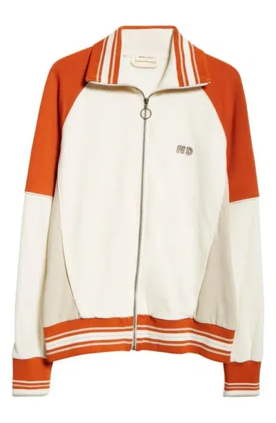 Nicholas Daley Track Top In Sienna  Oatmeal  & Ecru