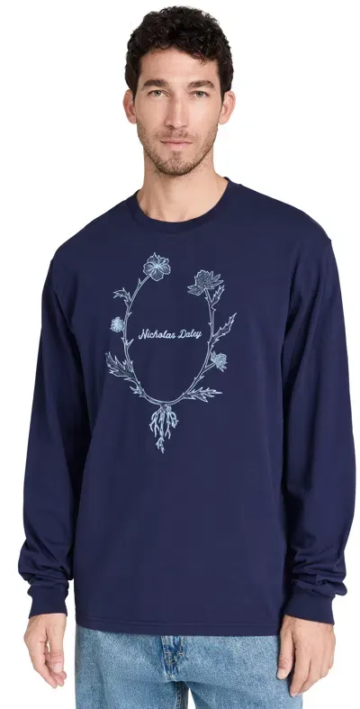 Nicholas Daley Wreath T Shirt Navy