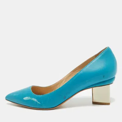 Pre-owned Nicholas Kirkwood Blue Leather Pointed Pumps Size 39.5