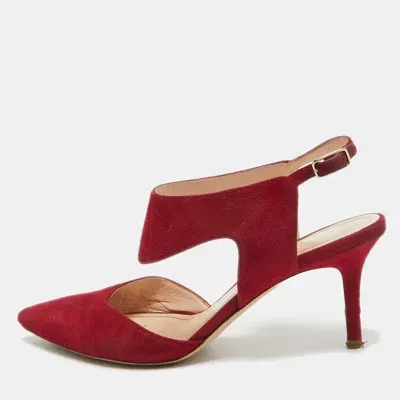 Pre-owned Nicholas Kirkwood Dark Red Suede Leda Pumps Size 36