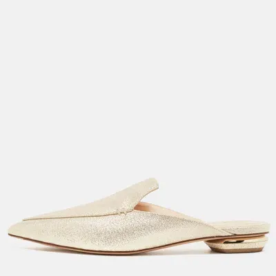 Pre-owned Nicholas Kirkwood Gold Lurex Fabric Beya Flat Mules Size 39