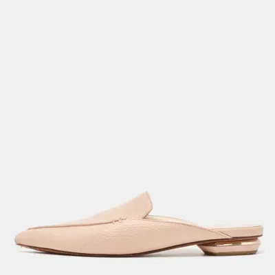 Pre-owned Nicholas Kirkwood Light Pink Leather Beya Pointed Toe Mules Size 35.5