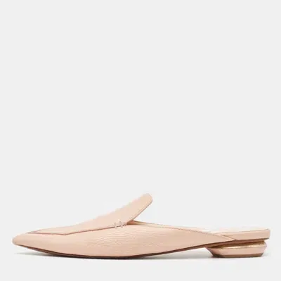 Pre-owned Nicholas Kirkwood Pink Leather Beya Flat Mules Size 41