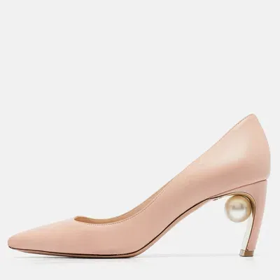 Pre-owned Nicholas Kirkwood Pink Leather Pointed Toe Pumps Size 36 In Beige