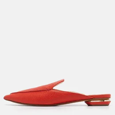 Pre-owned Nicholas Kirkwood Red Leather Beya Pointed Toe Mules Size 41