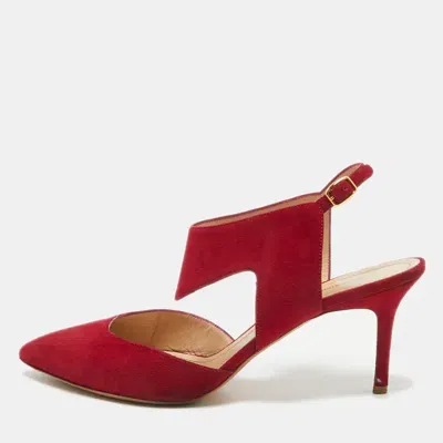 Pre-owned Nicholas Kirkwood Red Suede Leda Pumps Size 41