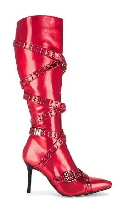 Niihai Nii Hai Strappy Boots In Red