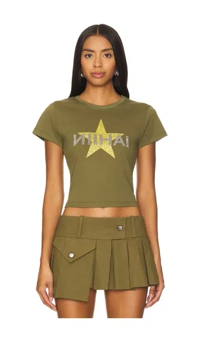 Niihai Star Baby Tee In Khaki