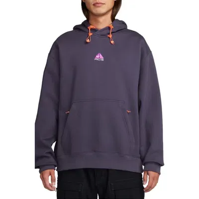 Nike Acg Oversize Water Repellent Therma-fit Fleece Hoodie In Dark Raisin/summit White