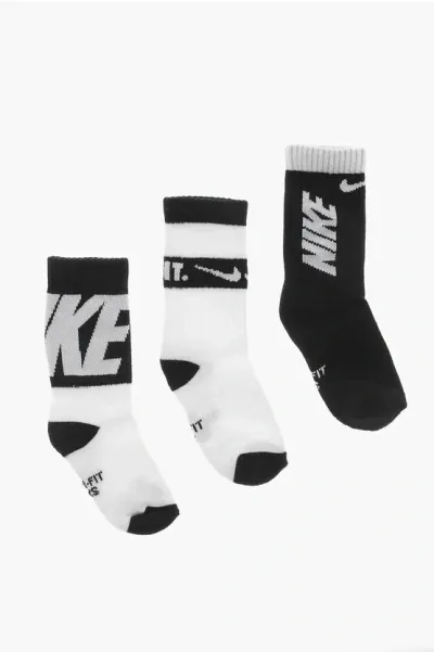 Nike Air Jordan Set Of 3 Dri-fit Socks With Contrasting Logo