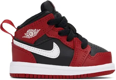 Nike Baby Red & Black Jordan 1 Mid Sneakers In Black/white-gym Red