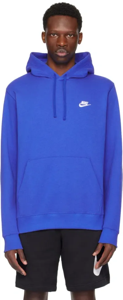 Nike Blue Embroidered Hoodie In Royal/sapphire Blue