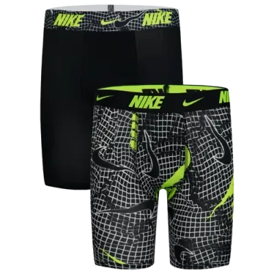 Nike Boys   Printed Boxer Briefs 2 Pack In Black/volt