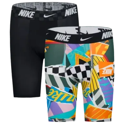 Nike Boys   Printed Boxer Briefs 2 Pack In Black/white