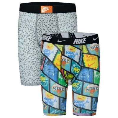 Nike Boys   Printed Boxer Briefs 2 Pack In Multi/smoke