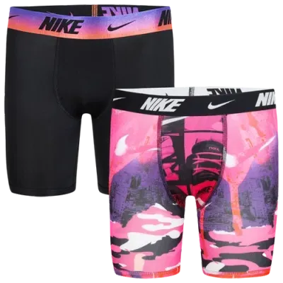 Nike Boys   Printed Boxer Briefs 2 Pack In Pink/black