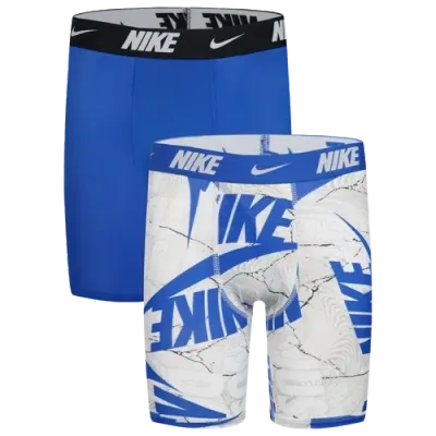 Nike Kids' Boys   Printed Boxer Briefs 2 Pack In White/game Royal