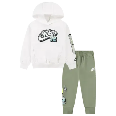 Nike Kids' Boys   Step Up Your Game Fleece Set In Oil Green/white