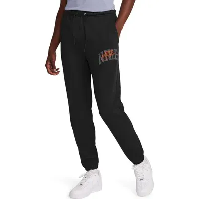 Nike Club Fleece Sweatpants In Black/safety Orange