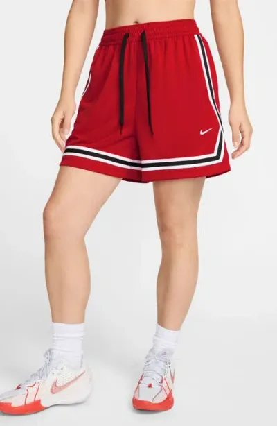 Nike Crossover Dri-fit Performance Basketball Shorts In University Red/black/white