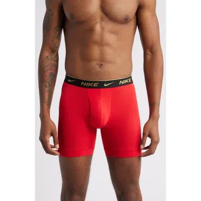 Nike Dri-fit Essential Assorted 3-pack Stretch Cotton Boxer Briefs In Red