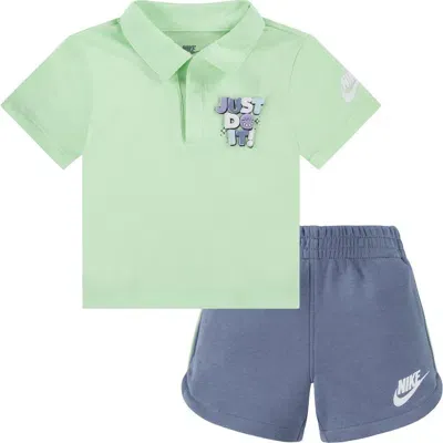 Nike Babies'  Graphic Polo & Sweat Shorts Set In Ashen Slate