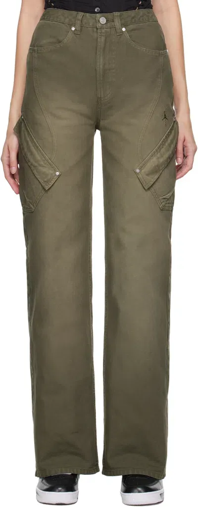 Nike Khaki Travis Scott Edition Embroidered Cargo Pants In Cargo Khaki