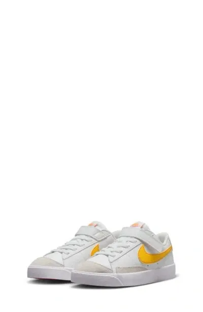 Nike Kids' Blazer Low '77 Low Top Sneaker In White/gold/pinksicle