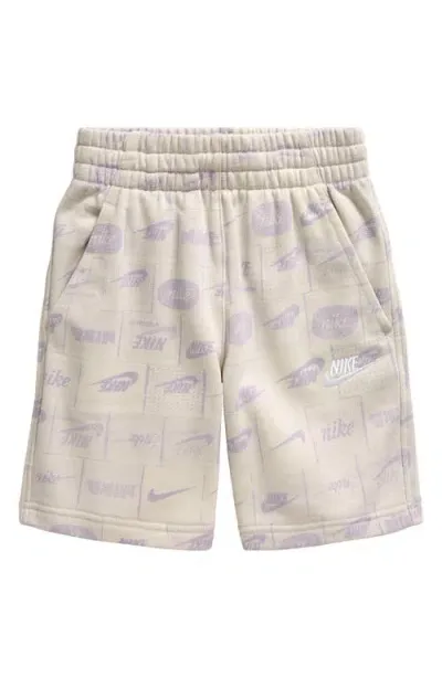 Nike Kids' Club French Terry Sweat Shorts In Orewood Brn/white