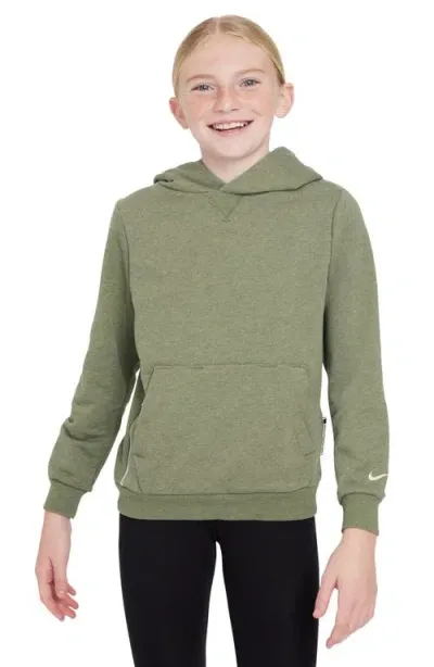 Nike Kids' Dri-fit Fleece Hoodie In Oil Green/heather/pale Ivory