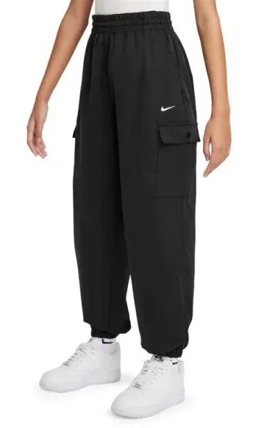 Nike Kids' Dri-fit Relaxed Fit Cargo Pants In White/black