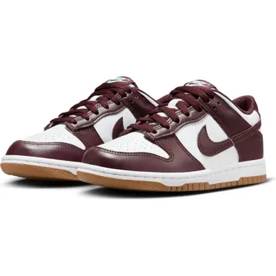 Nike Kids' Dunk Low Basketball Sneaker In White/burgundy/light Brown