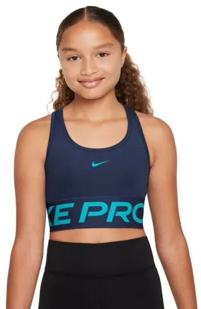 Nike Kids' Pro Racerback Sports Bra In Midnight Navy/dusty Cactus