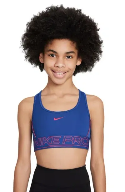 Nike Kids' Pro Swoosh Dri-fit Sports Bra In Game Royal/aster Pink