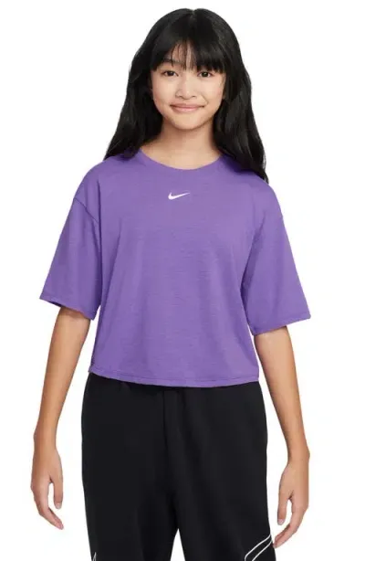 Nike Kids' Sportswear Dri-fit One T-shirt In Black Raspberry/white