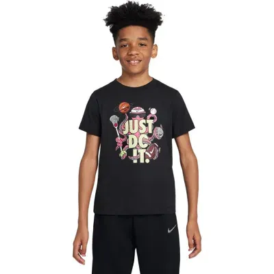 Nike Kids' Sportswear Just Do It Cotton Graphic T-shirt In Black