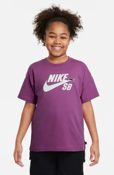 Nike Kids' Sportswear Logo Cotton Graphic T-shirt In Hot Fuchsia