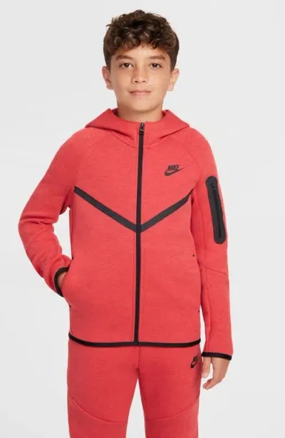 Nike Sportswear Tech Fleece Big Kids' Full-zip Hoodie In Red