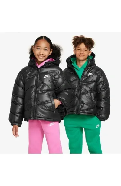 Nike Kids' Sportswear Therma-fit Water Repellent Puffer Jacket In Black/black/white