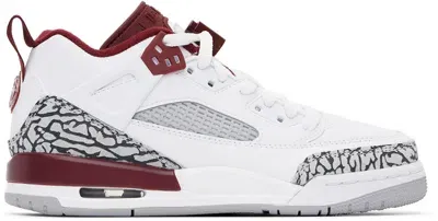 Nike Kids White & Red Jordan Spizike Low Big Kids Sneakers In White/team Red-wolf