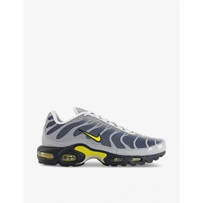 Nike Mens Metallic Silver Opti Yel Air Max Plus Brand-embroidered Woven Low-top Trainers In Black/cactus/lt Silver